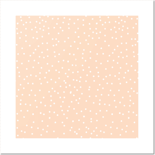 Light Brown Coral Sand Pastel Color White Dots Pattern Posters and Art